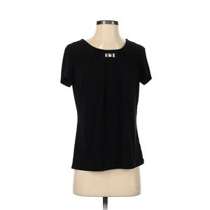 NY Collection Black Short Sleeve Top with metal accent Size Small